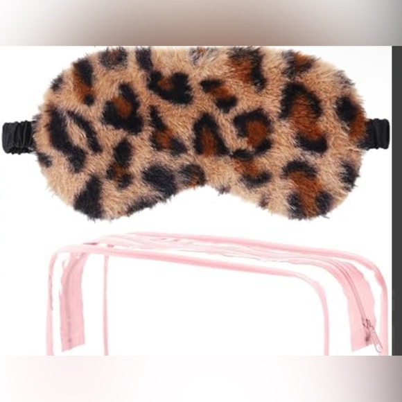 Leopard Print Faux Fur Sleep Mask & Matching Accessory Set - Picture 4 of 7